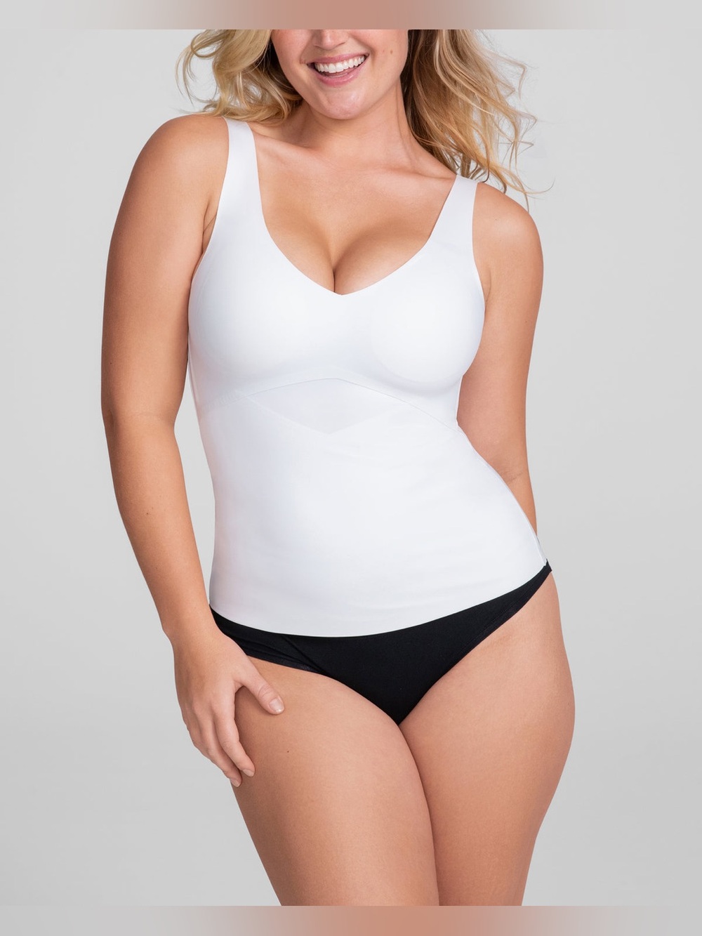Honeylove LiftWear Tank Built-In Bra Shaping Tank Top White Size Small